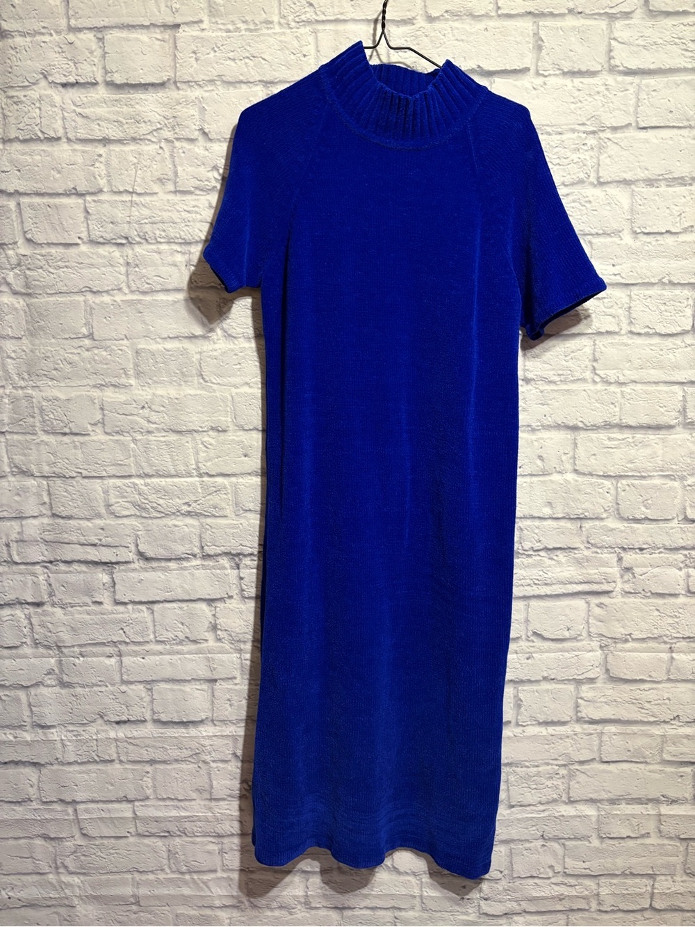 Vintage Carol Patterson Chenille Knit Short-Sleeve Midi Dress Medium